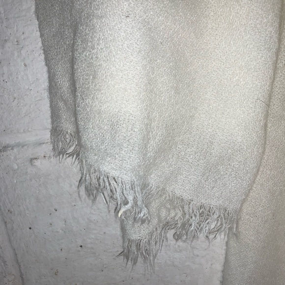 White Soft Knitted Scarf with Fringe Ends - Picture 2 of 2